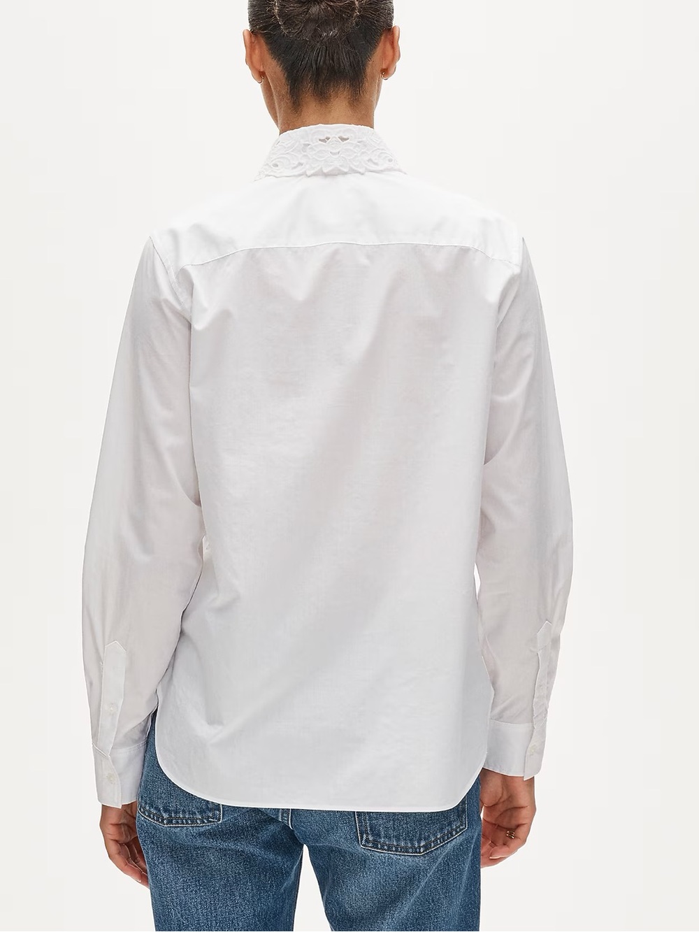 J. Crew White Eyelet-Trim Tie-Neck Poplin Shirt - Picture 5 of 5